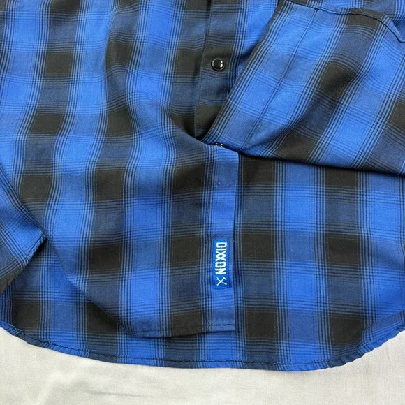 Dixxon Flannel Co Shirt Men XL Blue Plaid Pearl Snap Up City Gardens Bamboo Camp - Picture 7 of 11